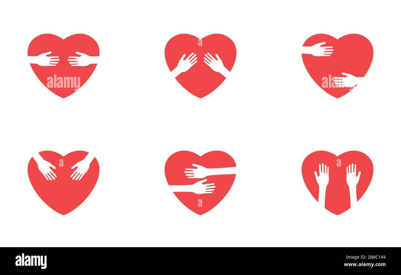 Hands hold hearts Stock Vector