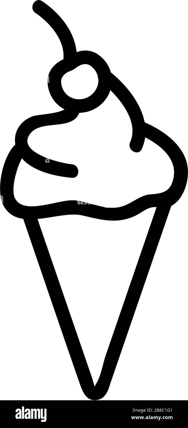 cherry ice cream icon vector outline illustration Stock Vector Image ...