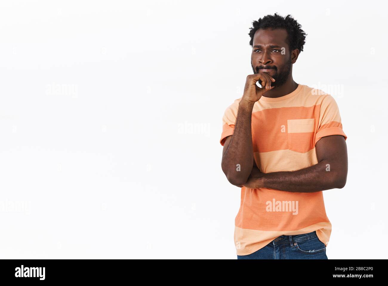 Pensive Young African American Man Looking Troubled Cannot Figure Out Something Or Remember Important Thing Touching Beard Smirk Displeased And Stock Photo Alamy