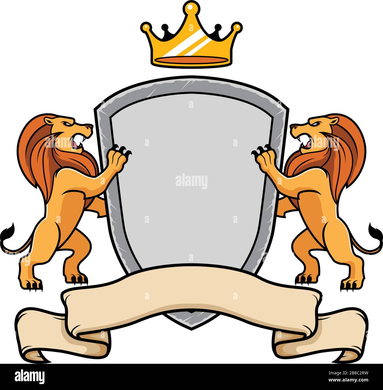 Lions Holding Shield Stock Vector