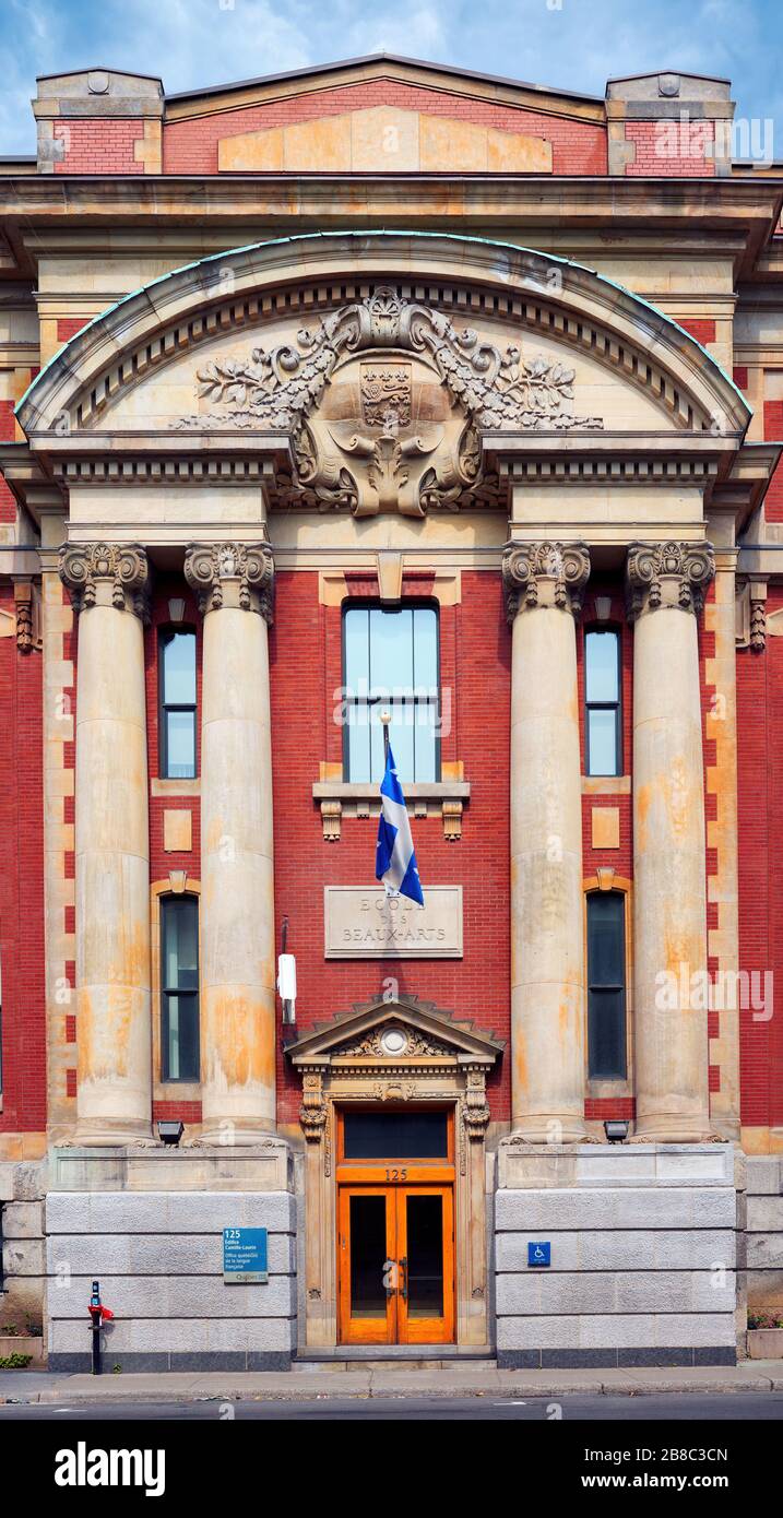 June, 2018 - Montreal, Canada: Historical building of the school of fine arts (ecol des beaux arts) in Montreal, Quebec, Canada. Stock Photo