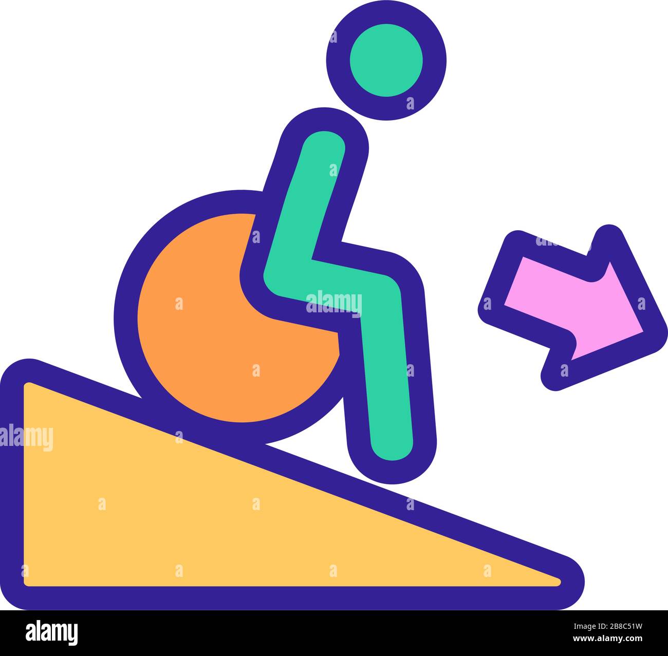 man down wheelchair icon vector outline illustration Stock Vector