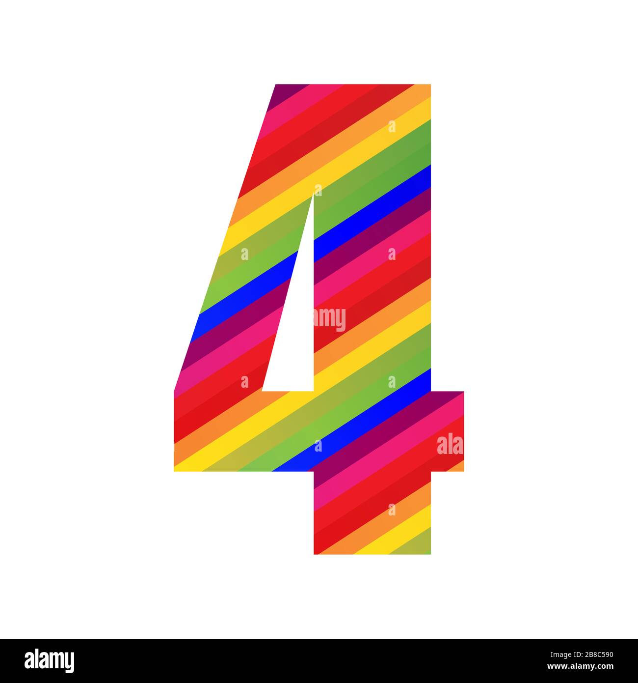 4 Number Rainbow Style Numeral Digit. Colorful Number Vector Illustration Design Isolated on White Background. Stock Photo