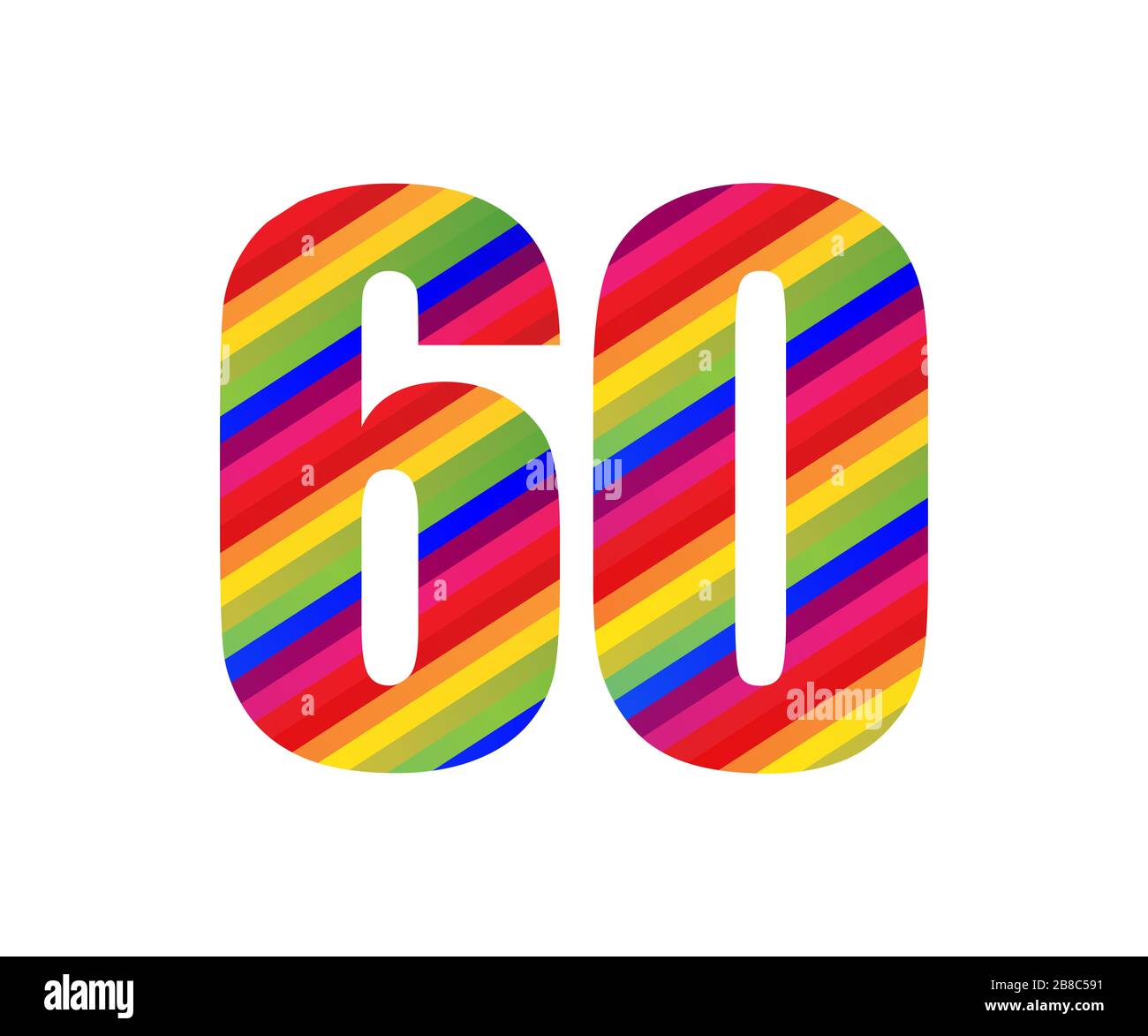 60 Number Rainbow Style Numeral Digit Colorful Sixty Number Vector 60 Number Rainbow Style Numeral Digit Colorful Sixty Number Vector