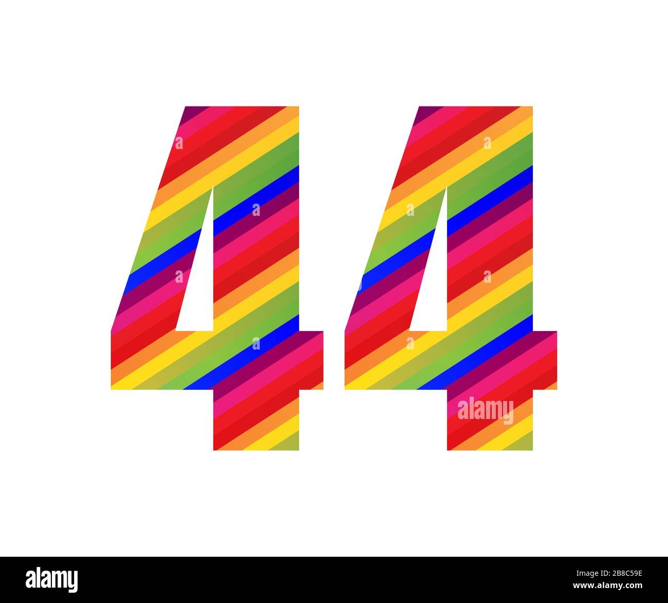 44-number-rainbow-style-numeral-digit-colorful-forty-four-number