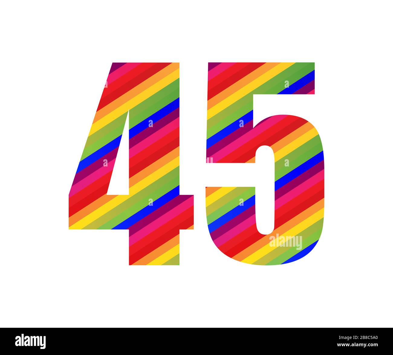 45 Number Rainbow Style Numeral Digit Colorful Number Vector