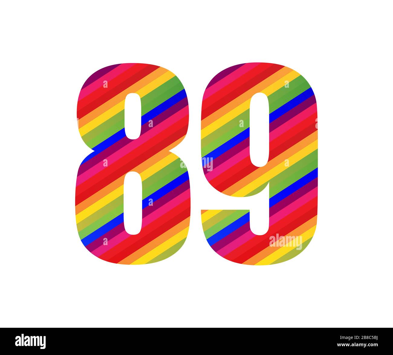 89 Number Rainbow Style Numeral Digit. Colorful Eighty Nine Number Vector Illustration Design Isolated on White Background. Stock Photo
