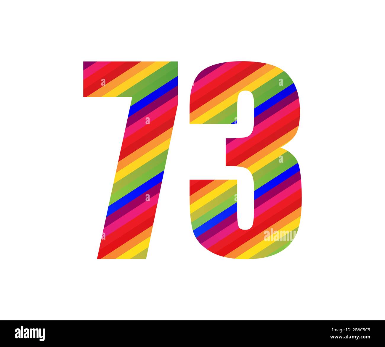 73 Number Rainbow Style Numeral Digit. Colorful Seventy Three Number Vector Illustration Design Isolated on White Background. Stock Photo