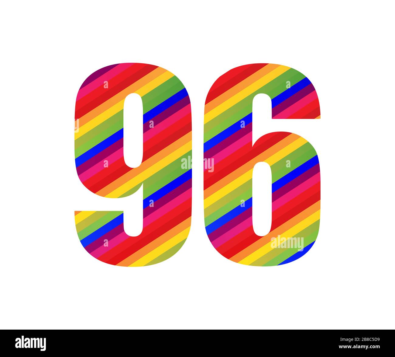 96 Number Rainbow Style Numeral Digit Colorful Ninety Six Number 96 Number Rainbow Style Numeral Digit Colorful Ninety Six Number