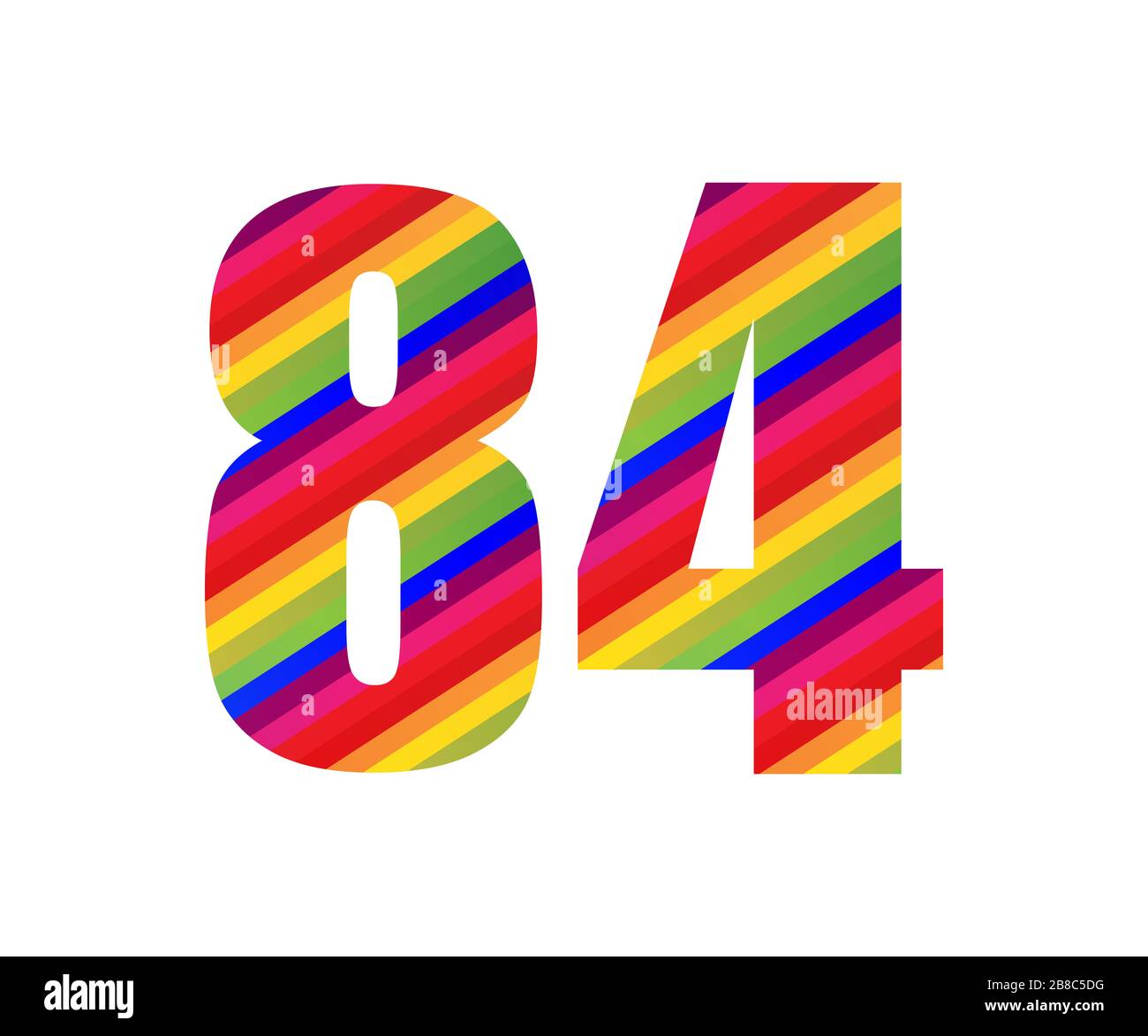 84 Number Rainbow Style Numeral Digit Colorful Eighty Four Number 84 Number Rainbow Style Numeral Digit Colorful Eighty Four Number