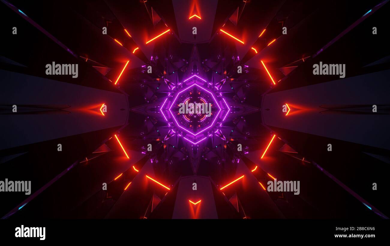 3d illustration background wallpaper with glowing abstract neon sign ...