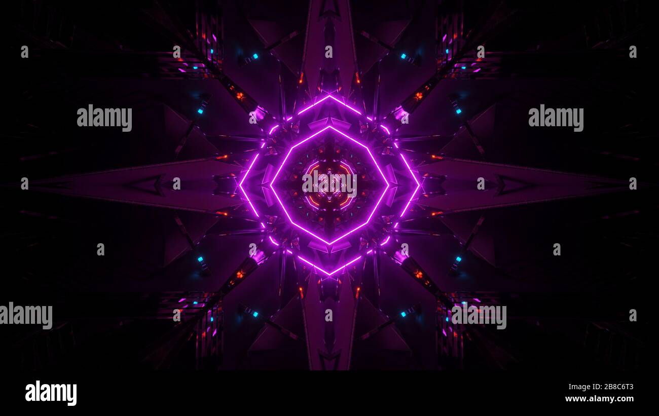 3d illustration background wallpaper with glowing abstract neon sign ...