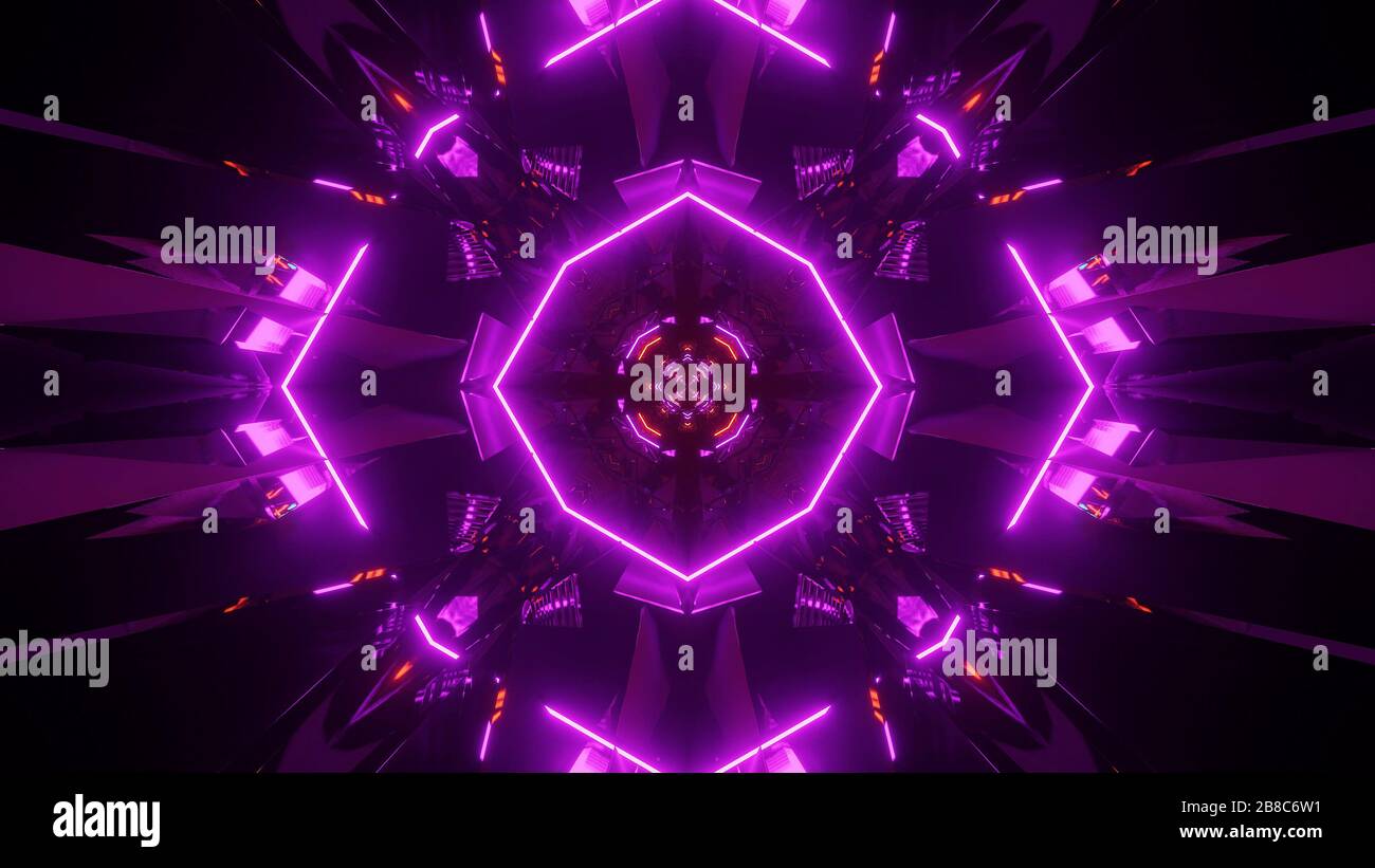 3d illustration background wallpaper with glowing abstract neon sign ...