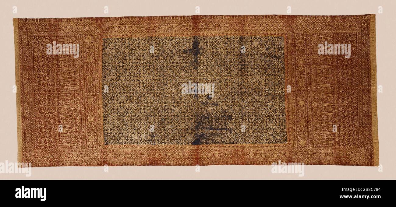 Ceremonial Shoulder Cloth Kain Telepole Kain Prada English Indonesia South Sumatra Palembang Malay People 19th Century Costumes Silk Gold Leaf Gluework Stitch Resist Tie Dyeing Costume Council And Museum Associates Purchase M 77 90 1