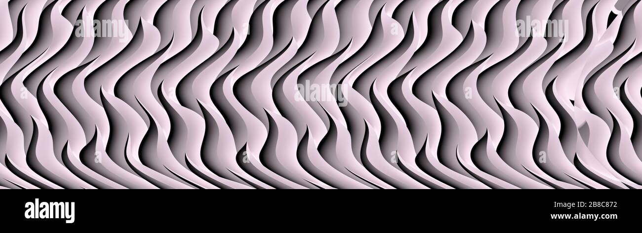 Black and white wavy pattern. Abstract geometric 3D illustration Stock ...