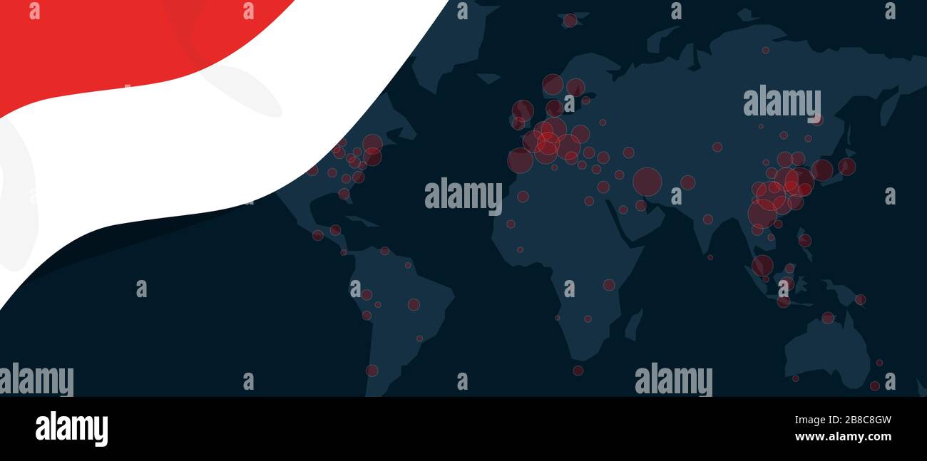 Corona virus covid-19 pandemic outbreak world map spread with flag of ...