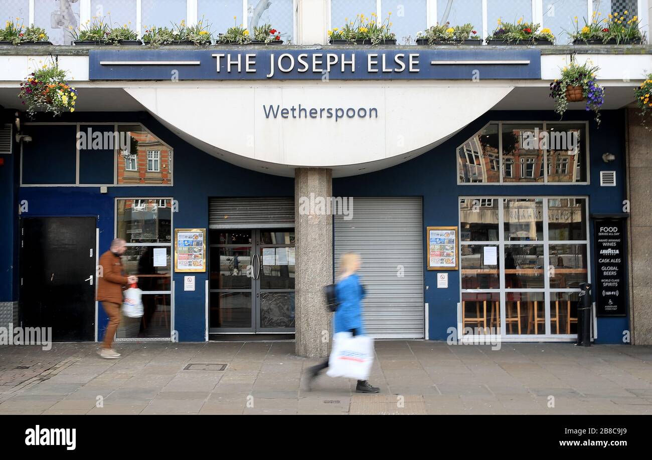 The closed The Joseph Else Wetherspoons Pub in Nottingham. Stock Photo