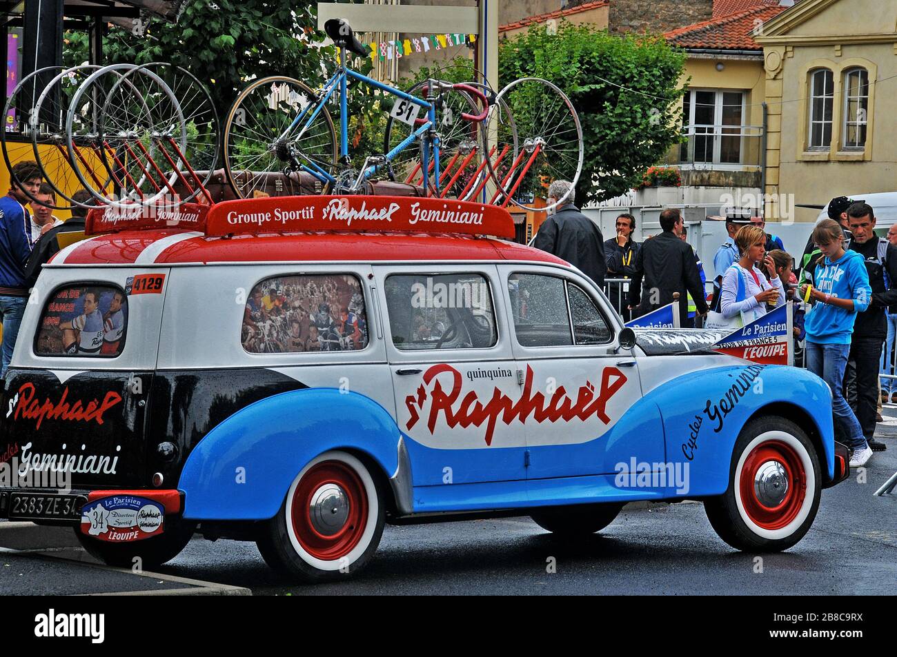 old car of Tour de France Stock Photo