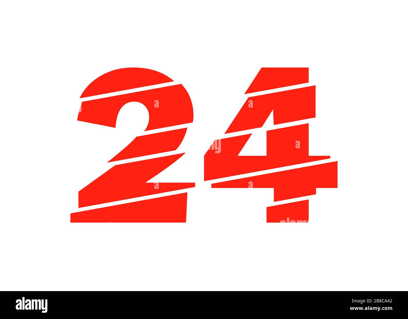 Modern Red 24 Number Design Vector Illustration. Numeral Vector Trendy ...