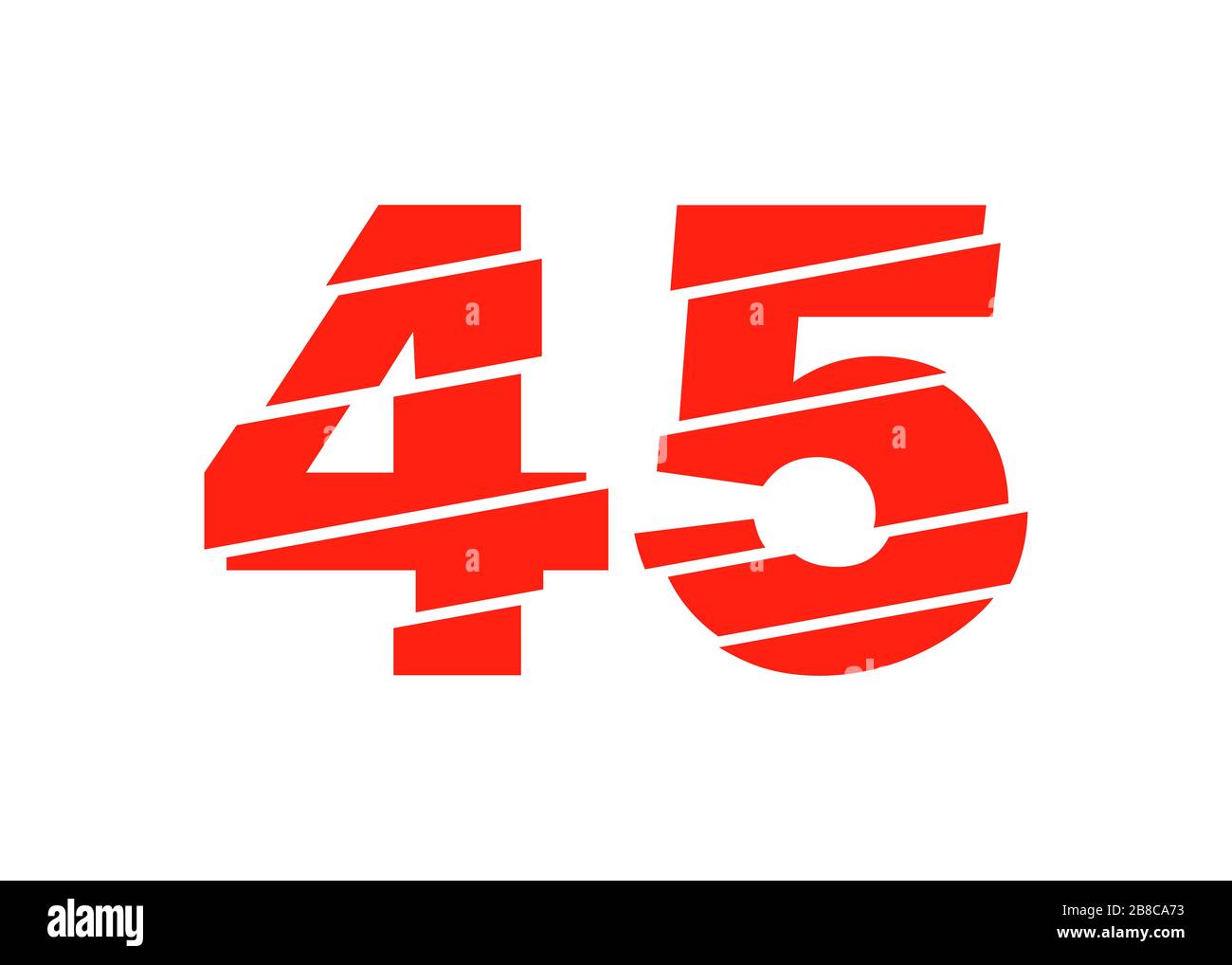 Modern Red 45 Number Design Vector Illustration. Numeral Vector Trendy