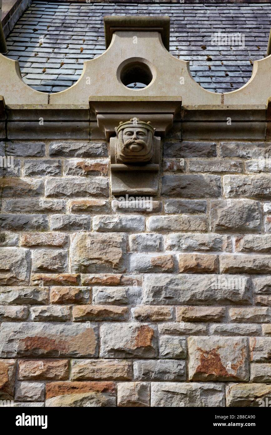 Clyne Chapel carved stone head, Mumbles, Swansea, Wales, UK Stock Photo