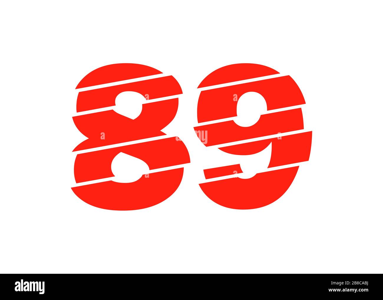 Modern Red 89 Number Design Vector Illustration. Numeral Vector Trendy Flat Line Style. Vector Elements Illustration Template for Web Design or Greeti Stock Photo