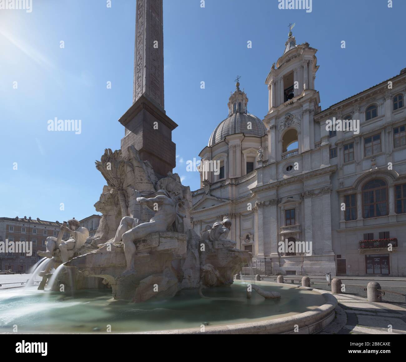 Piazza Navona is a famous central square in Rome, adorned with Baroque fountains and surrounded by churches and palaces from the Renaissance. In the c Stock Photo