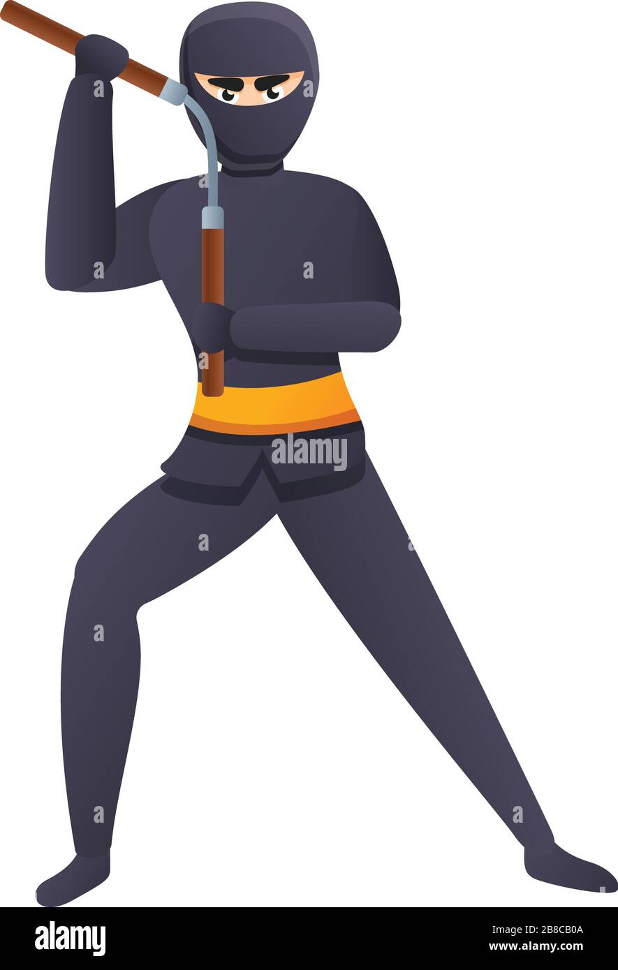Black ninja icon. Cartoon of black ninja vector icon for web design