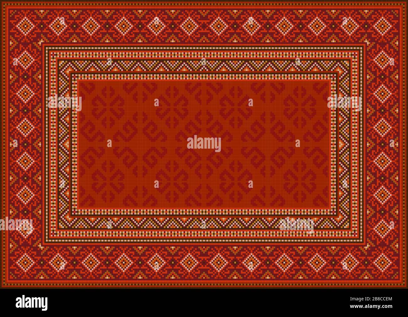 Luxury vintage oriental carpet in red shades with patterns of yellow ...