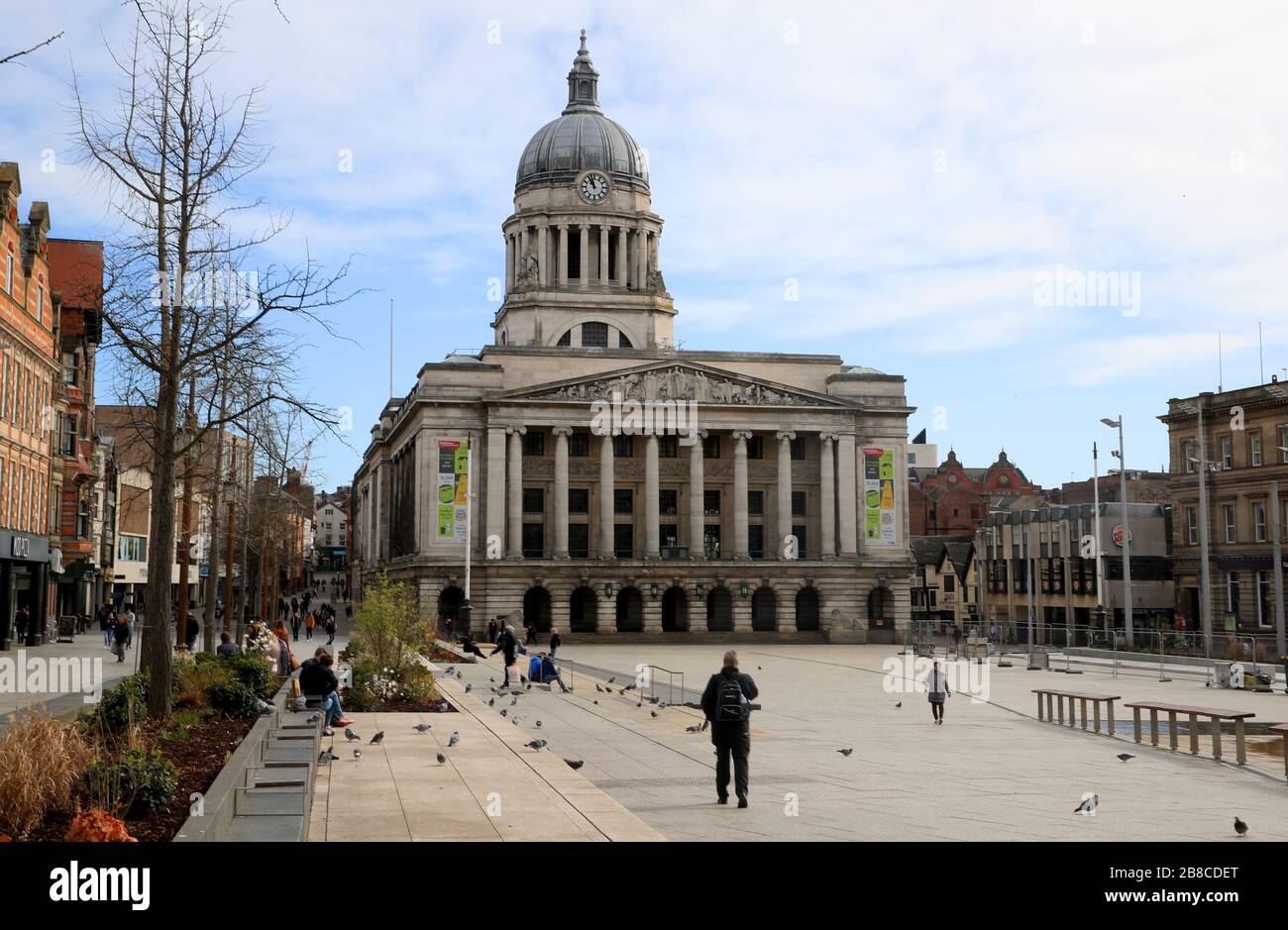 A general view of the empty Market Square in Nottingham. Stock Photo