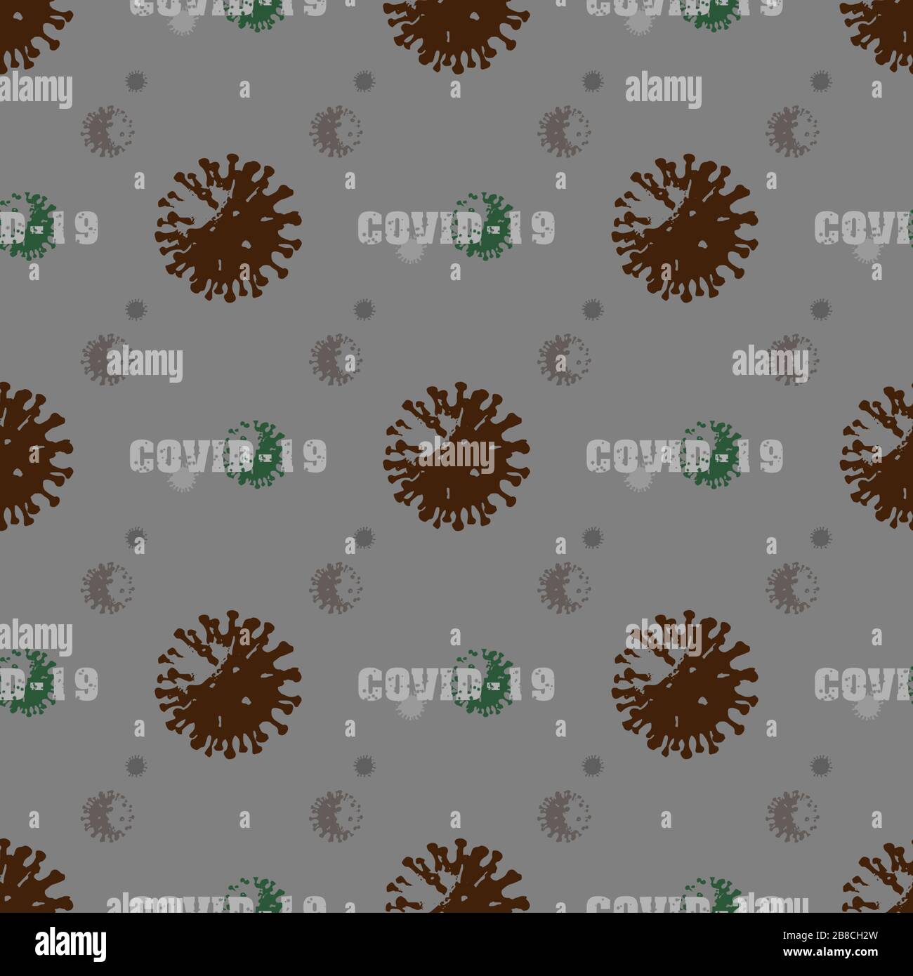 Coronavirus COVID-19 cells seamless pattern vector illustration. Virus bacteria background Stock Vector