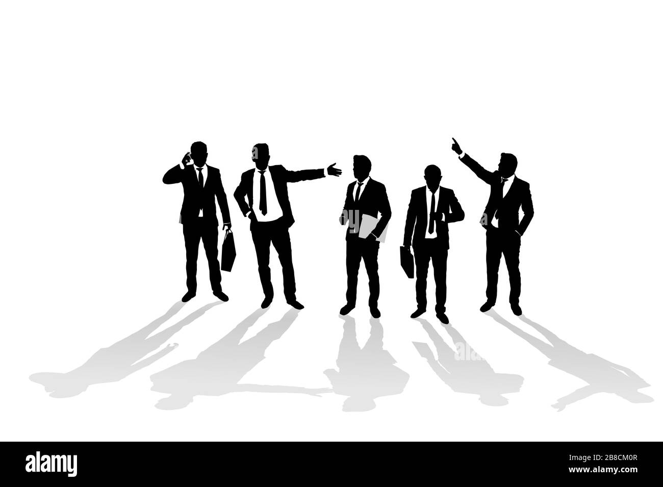 Various business man silhouettes over white background Stock Vector