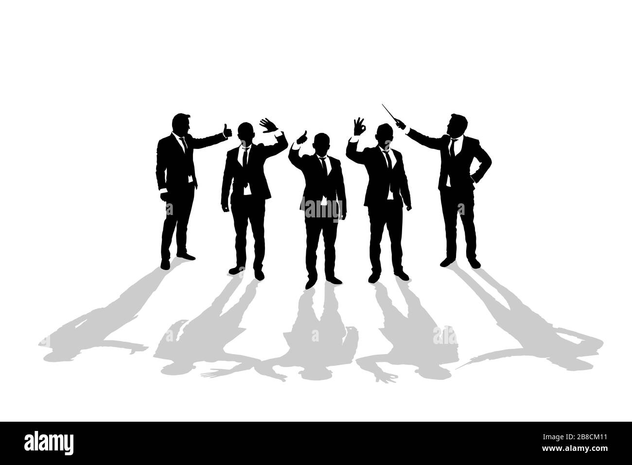Various business man silhouettes over white background Stock Vector