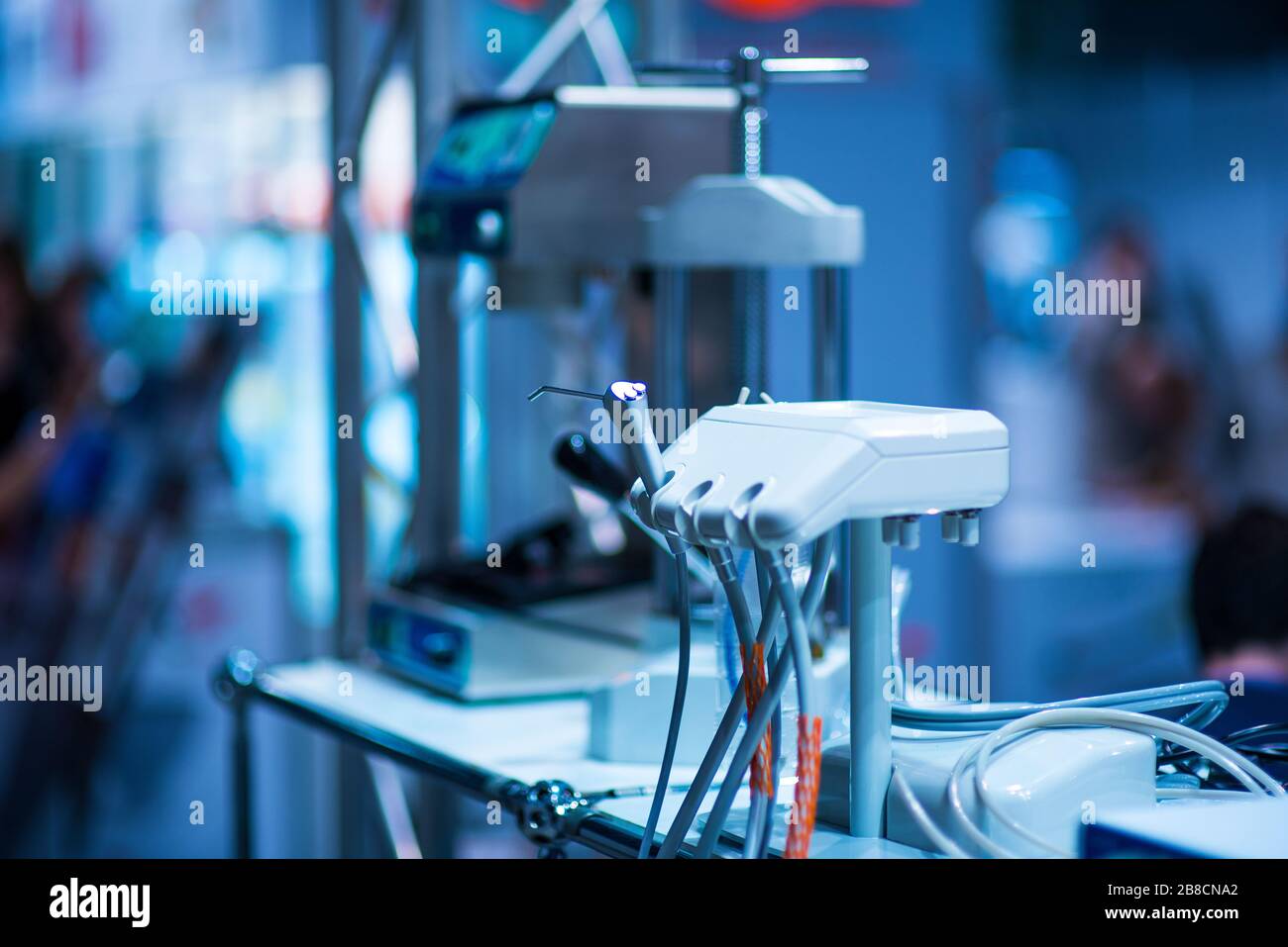 Narrow Deep Instruments dentist's instruments with shallow depth of field blue tinted Stock ...