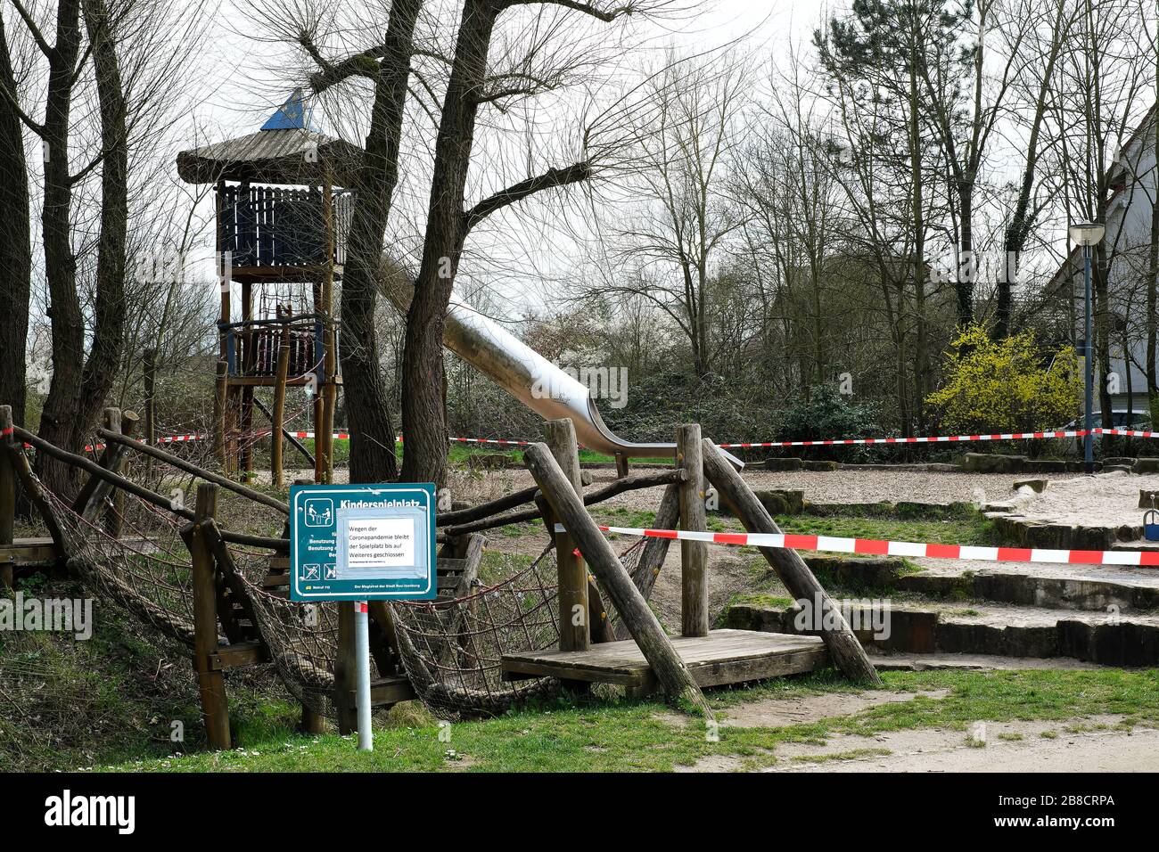 Europe, Germany,  Hessen, Rhein-Main  An orphaned playground near Frankfurt, nobody is playing, Stock Photo