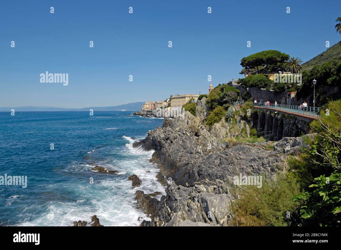 Anita Garibaldi path on the sea, Nervi, Ligury, Italy, Europe Stock Photo