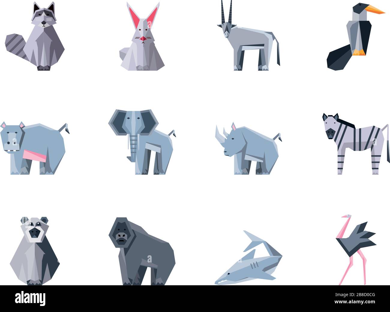 set of icons geometric wild animals vector illustration design Stock Vector