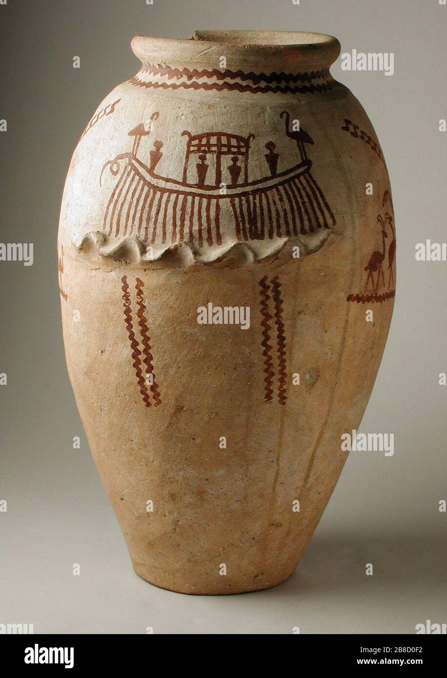 'Decorated Predynastic Vessel; Egypt, Predynastic, 5500-3050 B.C. Furnishings; Serviceware Ceramic Height:  12 in. (30.48 cm) William Randolph Hearst Collection (50.37.10) Egyptian Art; 5500-3050 B.C.; ' Stock Photo