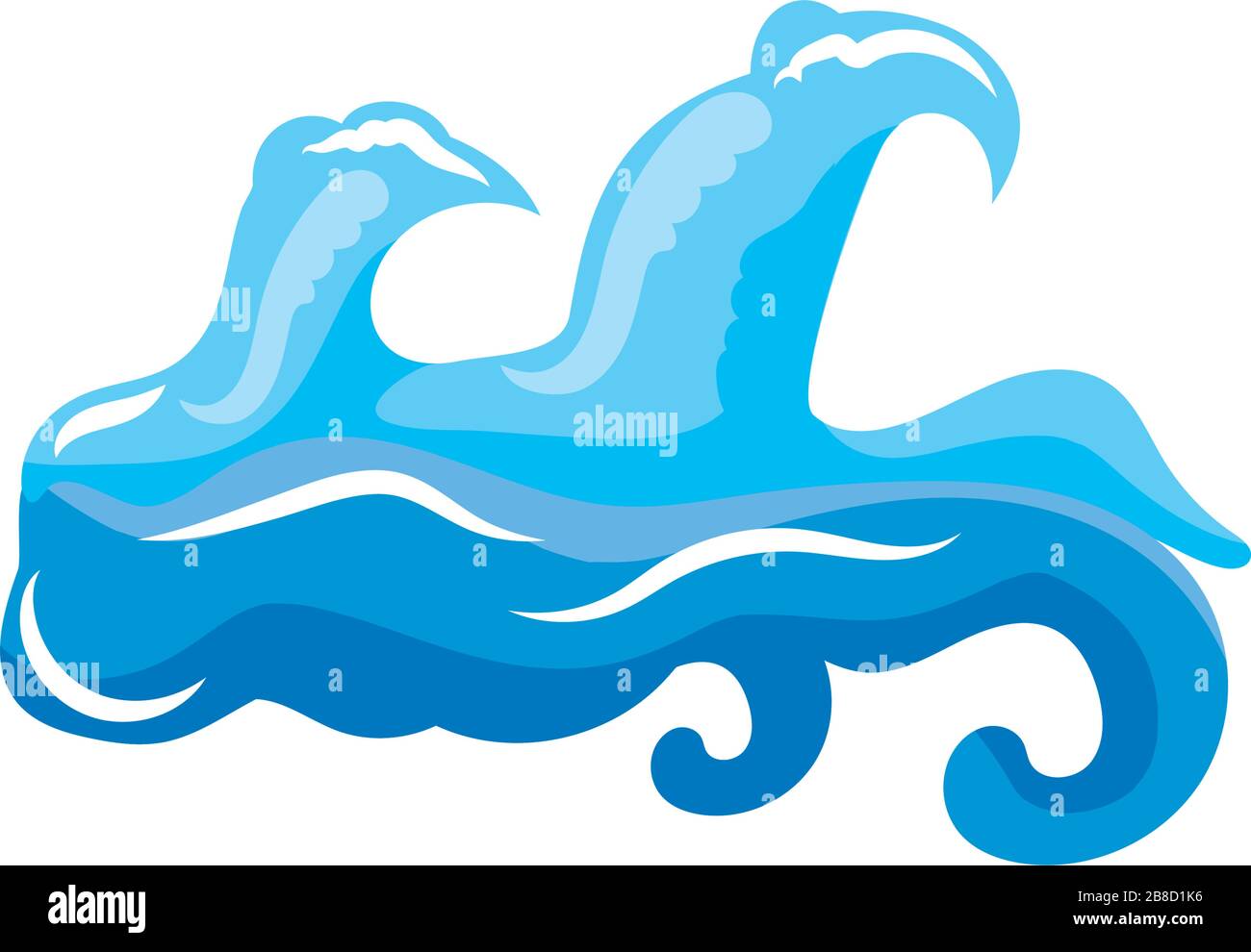 ocean waves with curling on white background vector illustration design ...