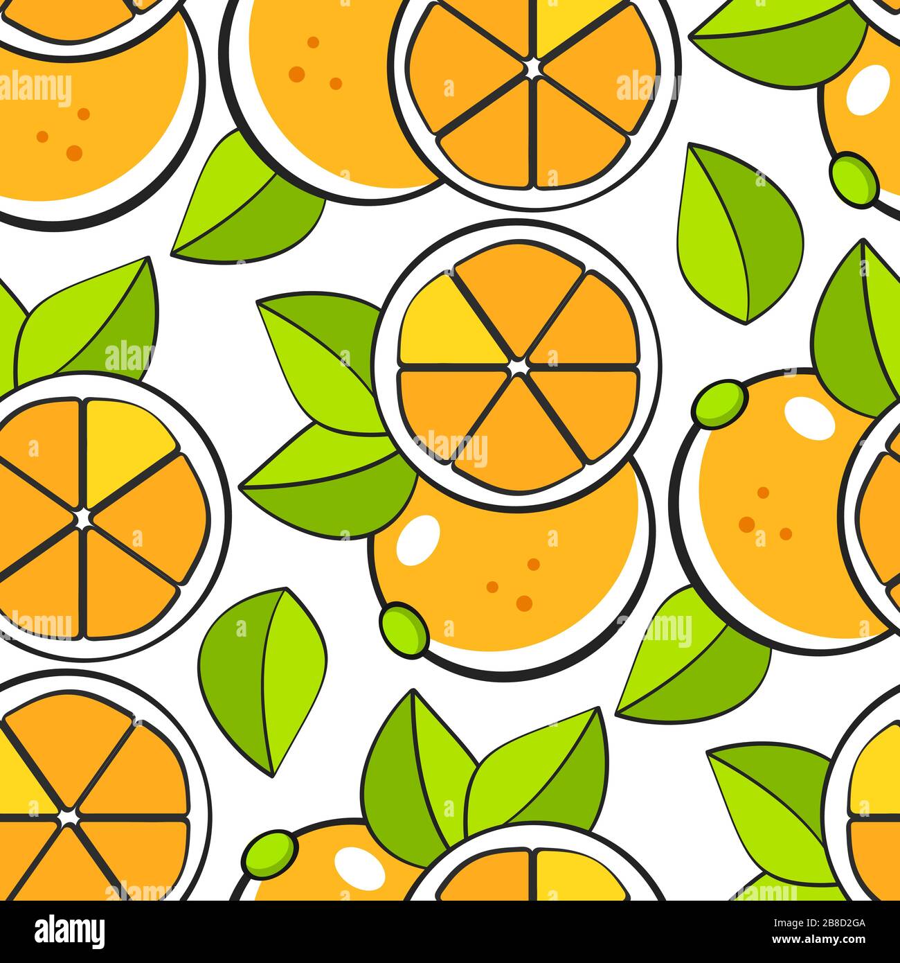Oranges seamless pattern. Vector illustration. On White Background ...