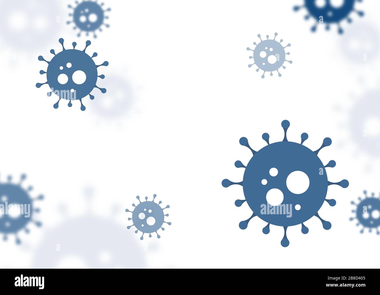 Blue background of virus disease with copy space as banner. Corona, covid-19, global pandemic concept Stock Photo