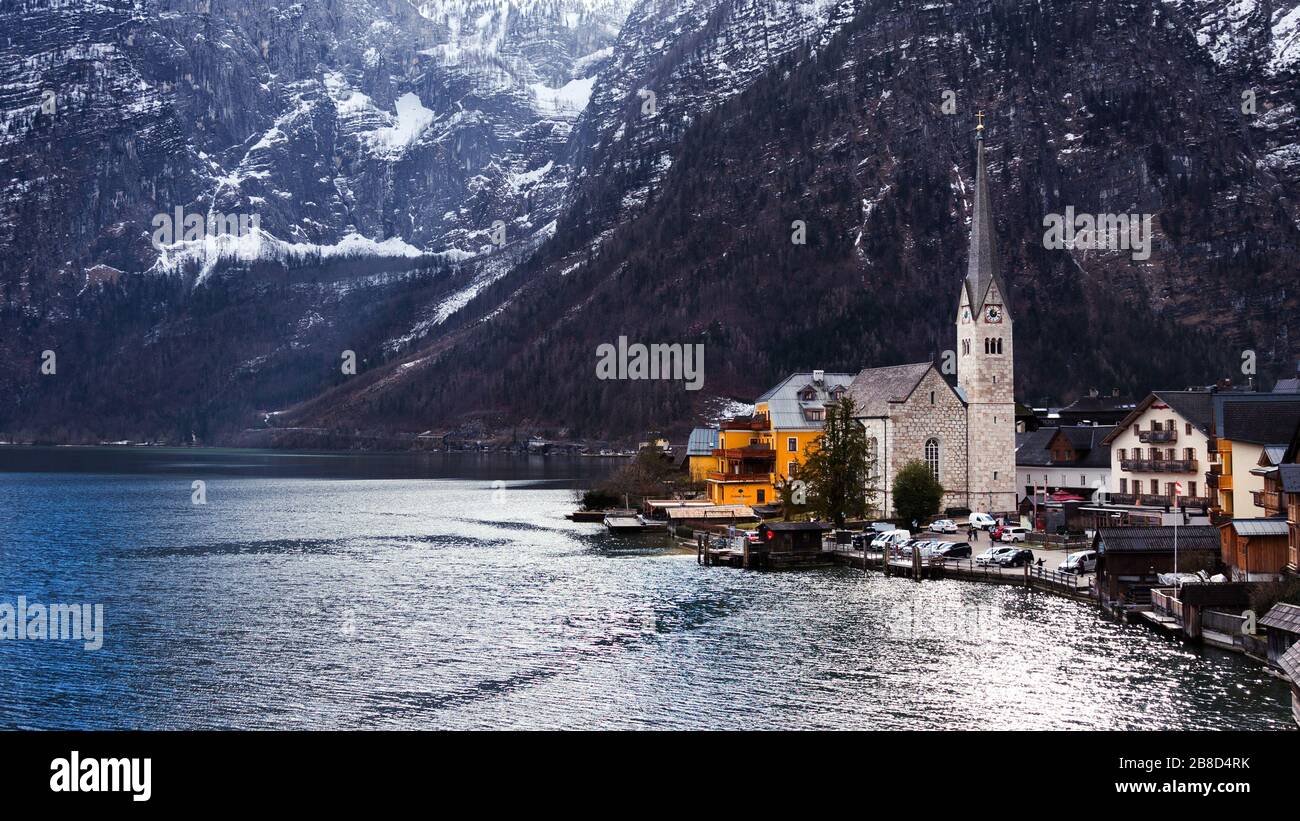Hallstatt, Austria - February 18, 2020: Hallstatt - UNESCO Heritage ...
