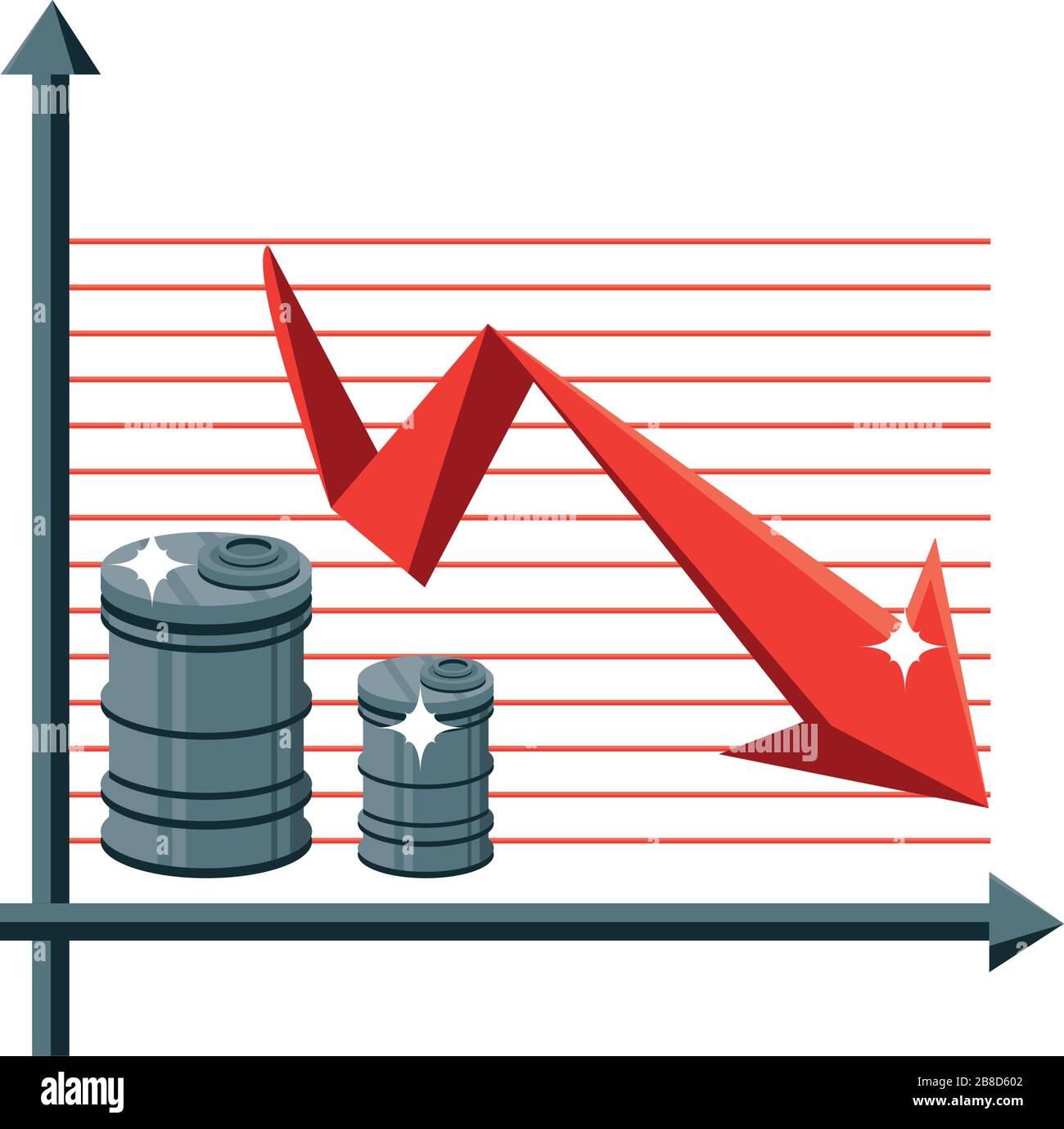 crude oil price decrease, oil prices dropping vector illustration