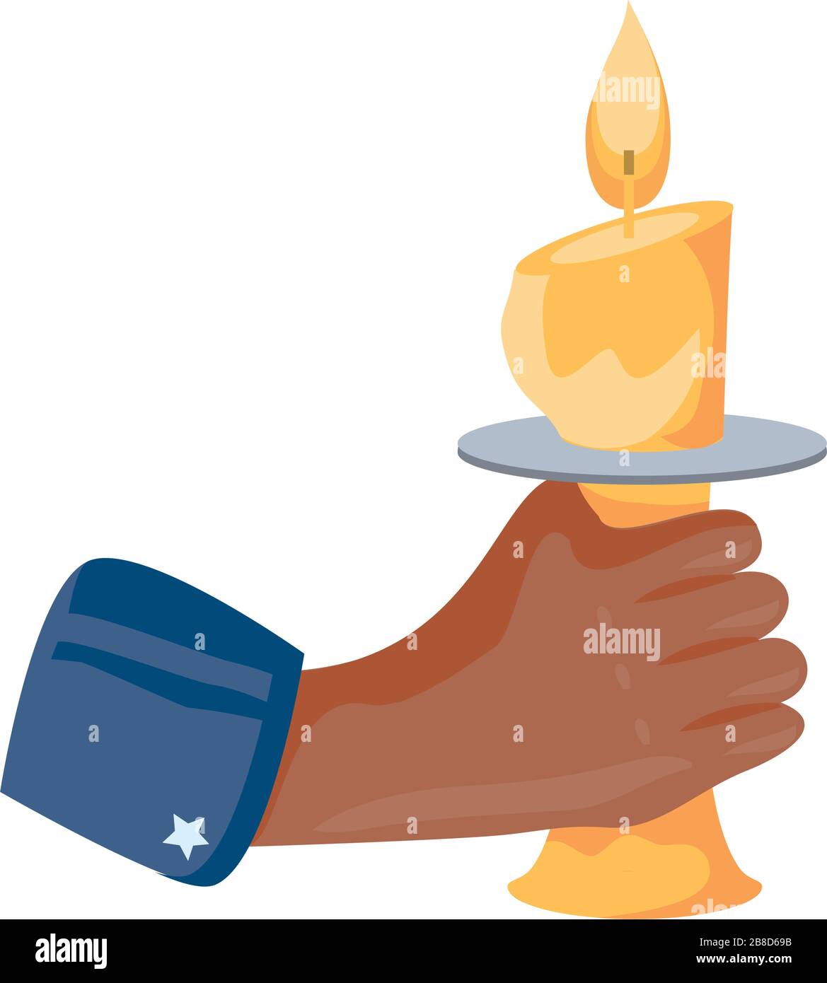 hand holding a candle on white background vector illustration design