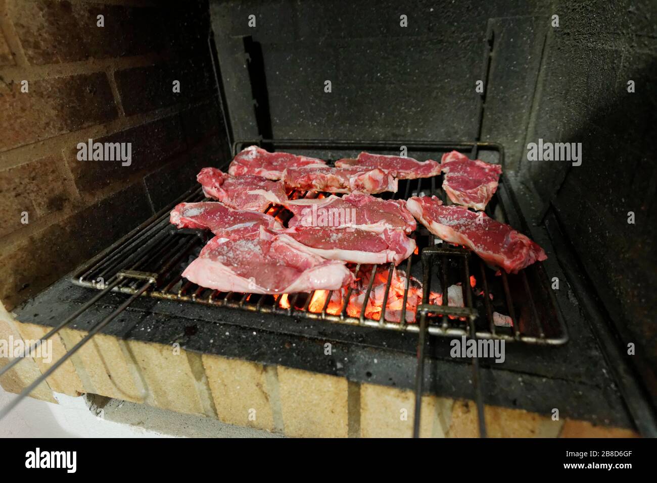 beef on barbecue grill Stock Photo