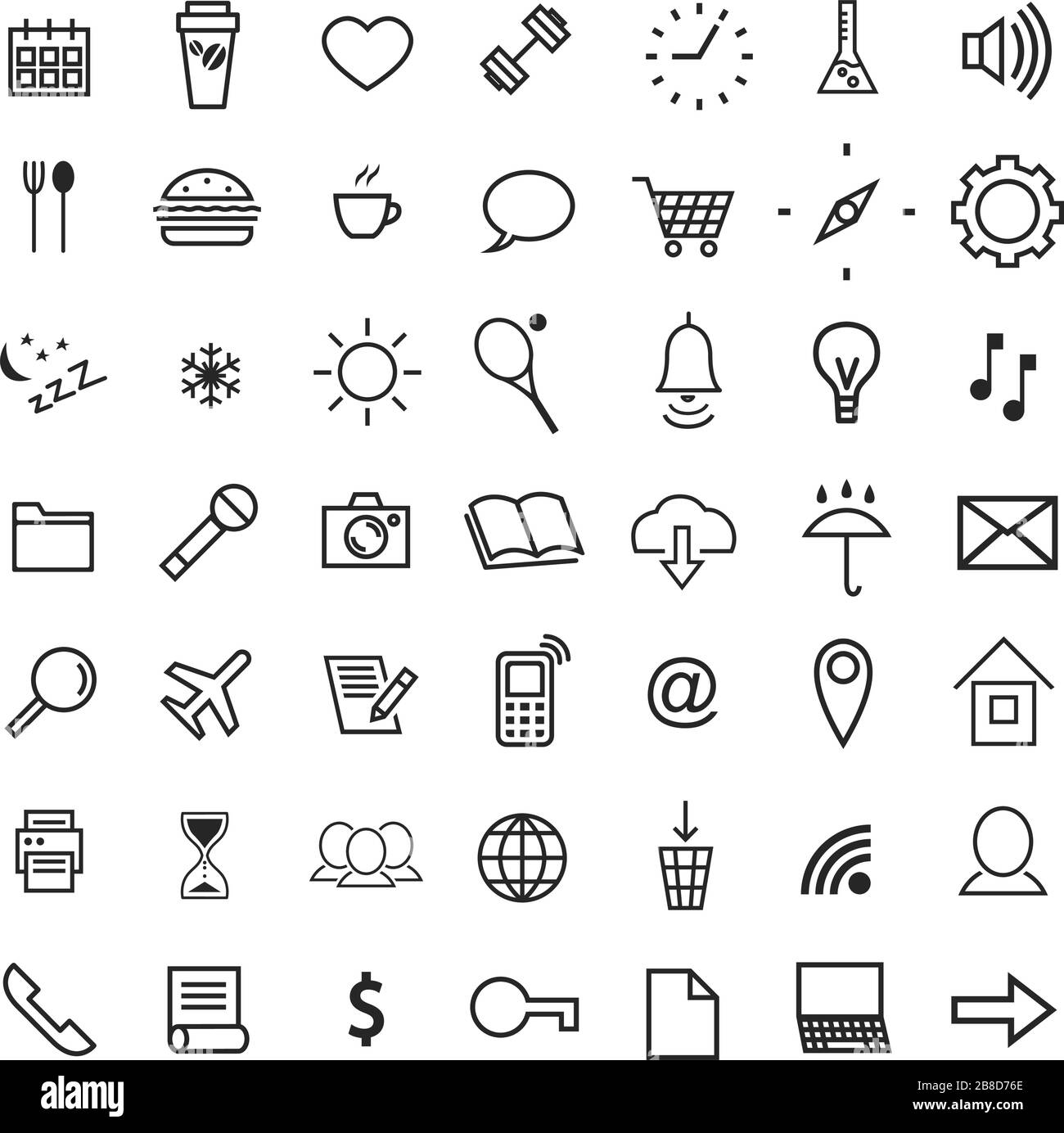Set of icons on the theme of lifestyle. Leisure, sports, food and ...