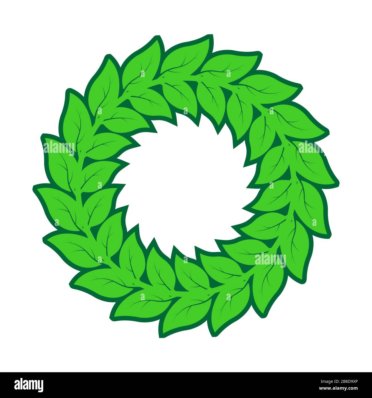 Round frame of leaves. Simple flat design for text images or drawings ...