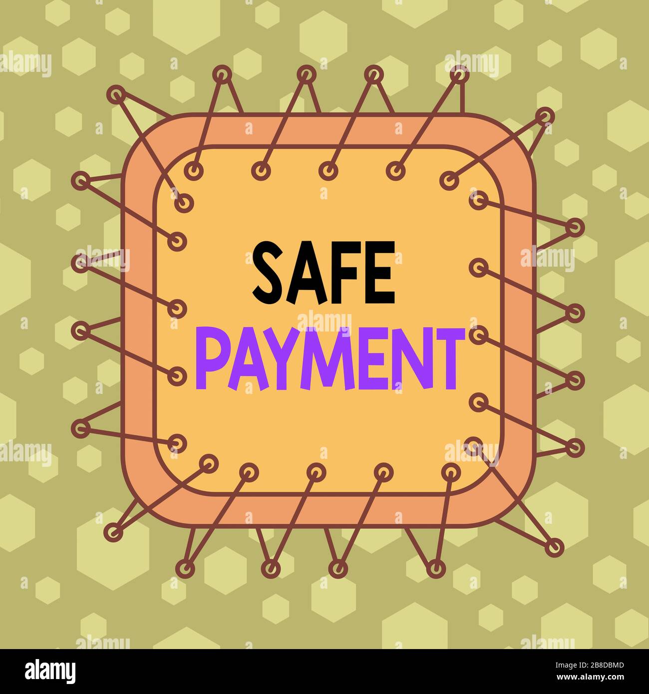 Writing note showing Safe Payment. Business concept for webpage where credit card numbers are entered is secured Asymmetrical uneven shaped pattern ob Stock Photo