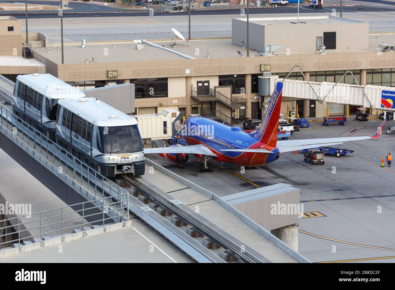 Phoenix, Arizona – April 8, 2019: Southwest Airlines Boeing 737-700 airplane at Phoenix Sky Harbor airport (PHX) in Arizona. Stock Photo