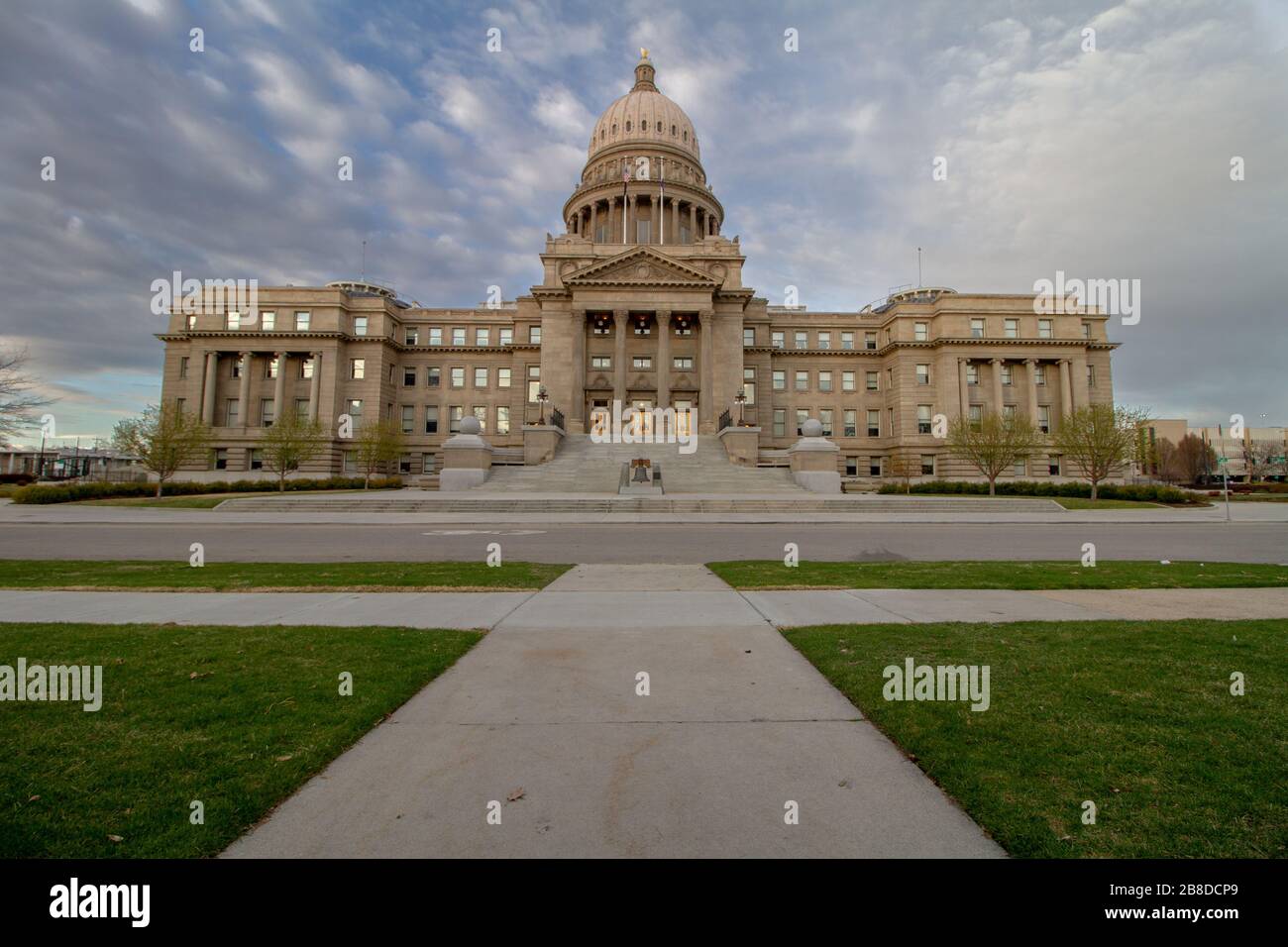 path in the grass to the boise capital building Stock Photo